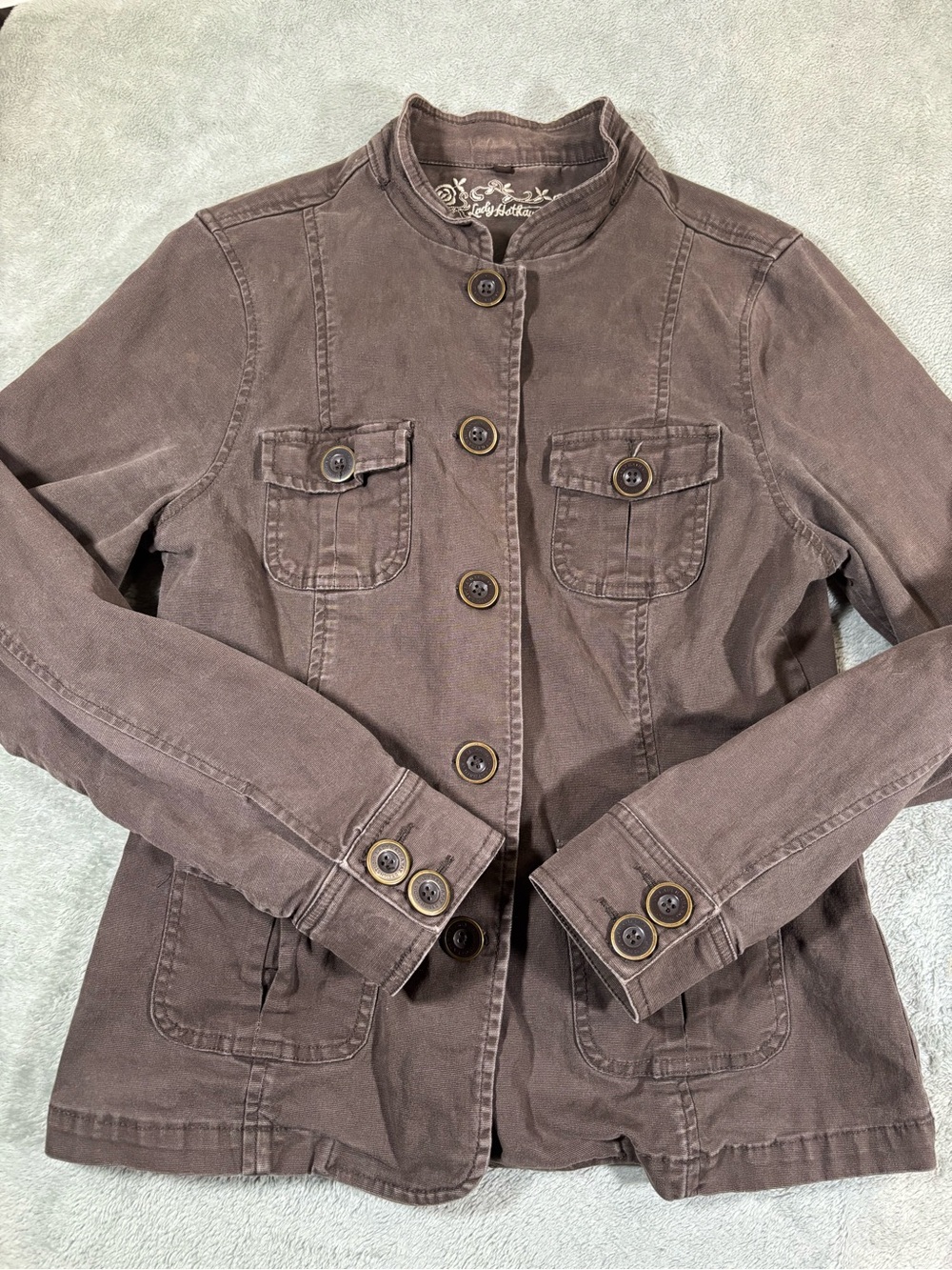 Lady Hathaway Brown Utility Jacket Size Large Cotton Blend